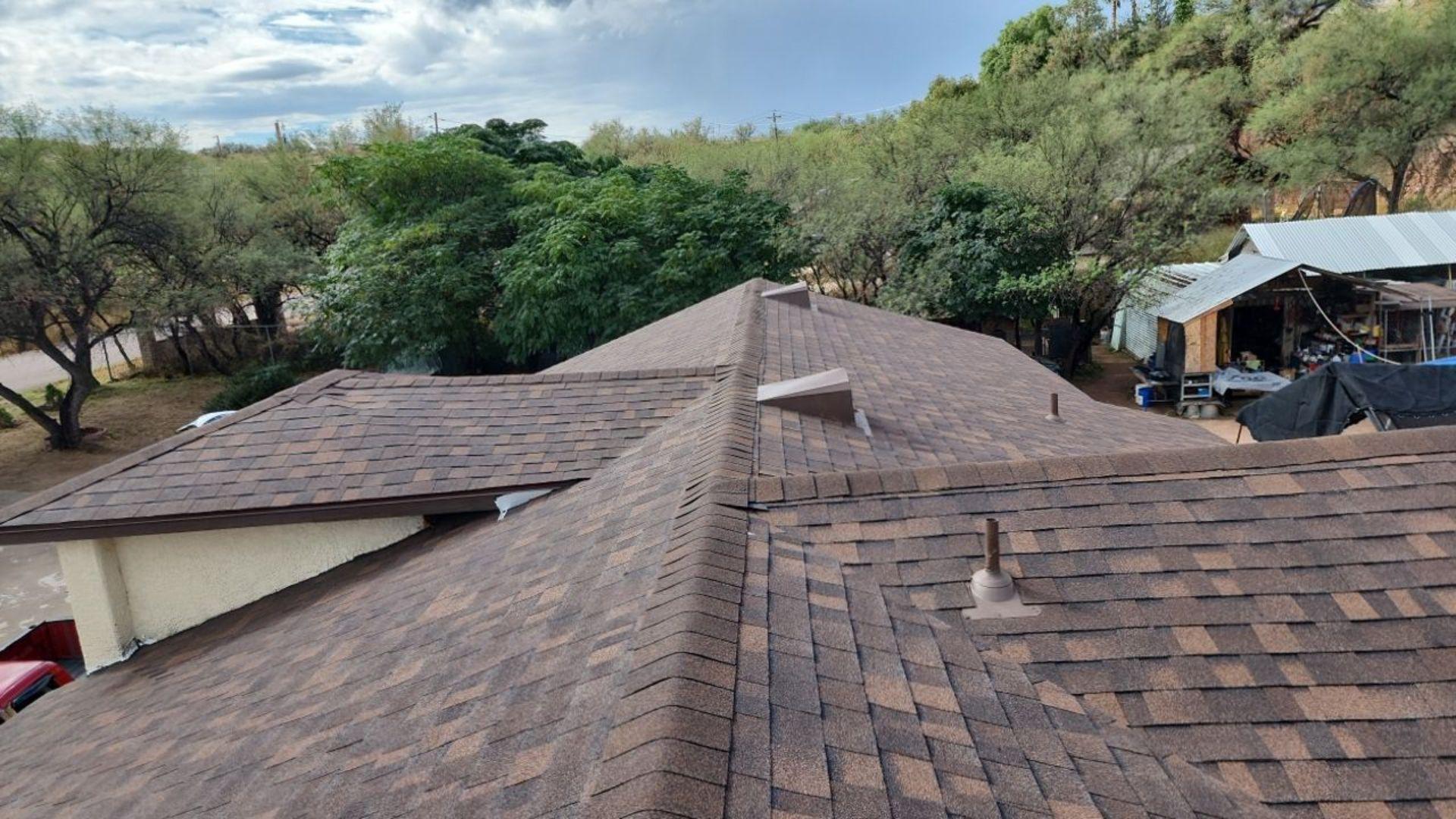 Completed asphalt shingle re-roof in Tucson