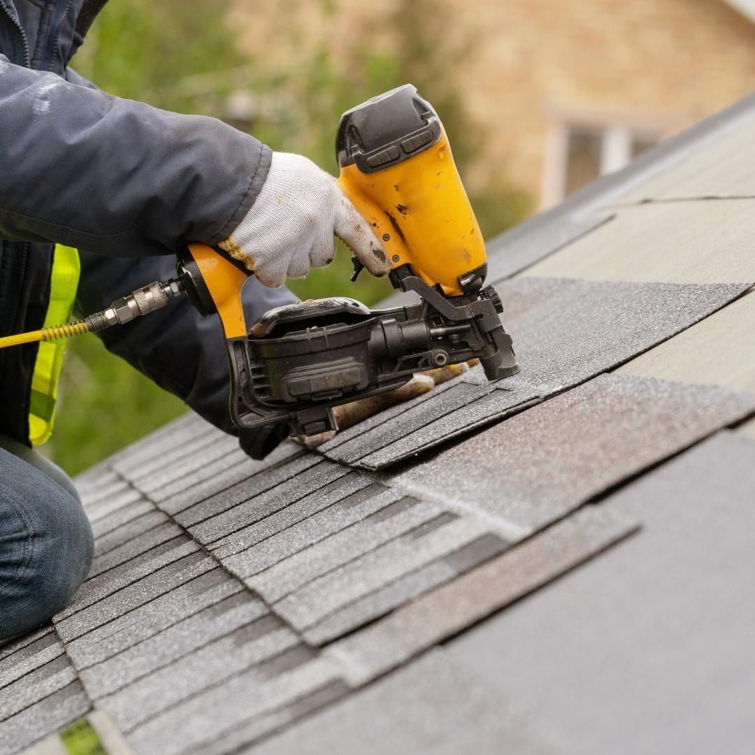 Close-up of a roof repair install